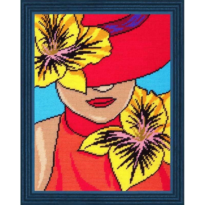 Kit for embroidery yarn on canvas with a pattern Quick Tapestry TL-31 The lady in the hat