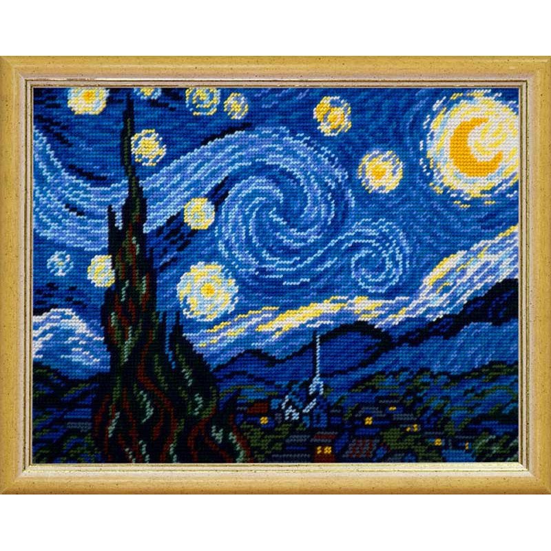 Kit for embroidery yarn on canvas with a pattern Quick Tapestry TL-40 Starry night by V. van Gogh