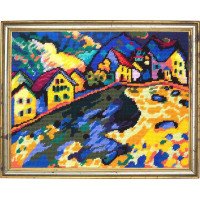 Kit for embroidery yarn on canvas with a pattern Quick Tapestry TL-52 Houses on the hill V. Kandinsky