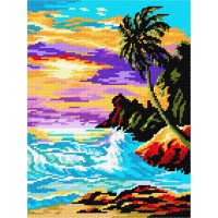 Kit for embroidery yarn on canvas with a pattern Quick Tapestry TL-60 Sunset in the tropics