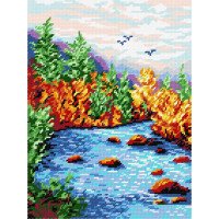 Kit for embroidery yarn on canvas with a pattern Quick Tapestry TL-81 Valley in October
