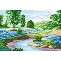 Kit for embroidery yarn on canvas with a pattern Quick Tapestry TS-02 River flowing beyond the horizon