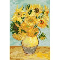 Kit for embroidery yarn on canvas with a pattern Quick Tapestry TS-09 13 sunflowers, V. van Gogh