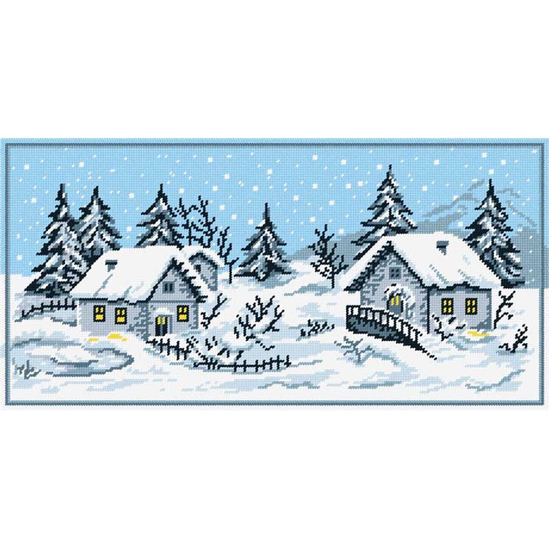 Kit for embroidery yarn on canvas with a pattern Quick Tapestry TS-14 Winter landscape