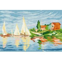 Kit for embroidery yarn on canvas with a pattern Quick Tapestry TS-34 Landscape "Regatta in Argenteuil", C. Monet.