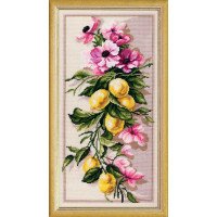 Kit for embroidery yarn on canvas with a pattern Quick Tapestry TS-53 Lemon branch