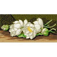 Kit for embroidery yarn on canvas with a pattern Quick Tapestry TS-99 White lotuses