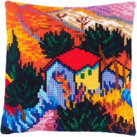 Pillow for cross-stitching Charіvnytsya Z-59 Landscape with the house and worker V. van Gogh