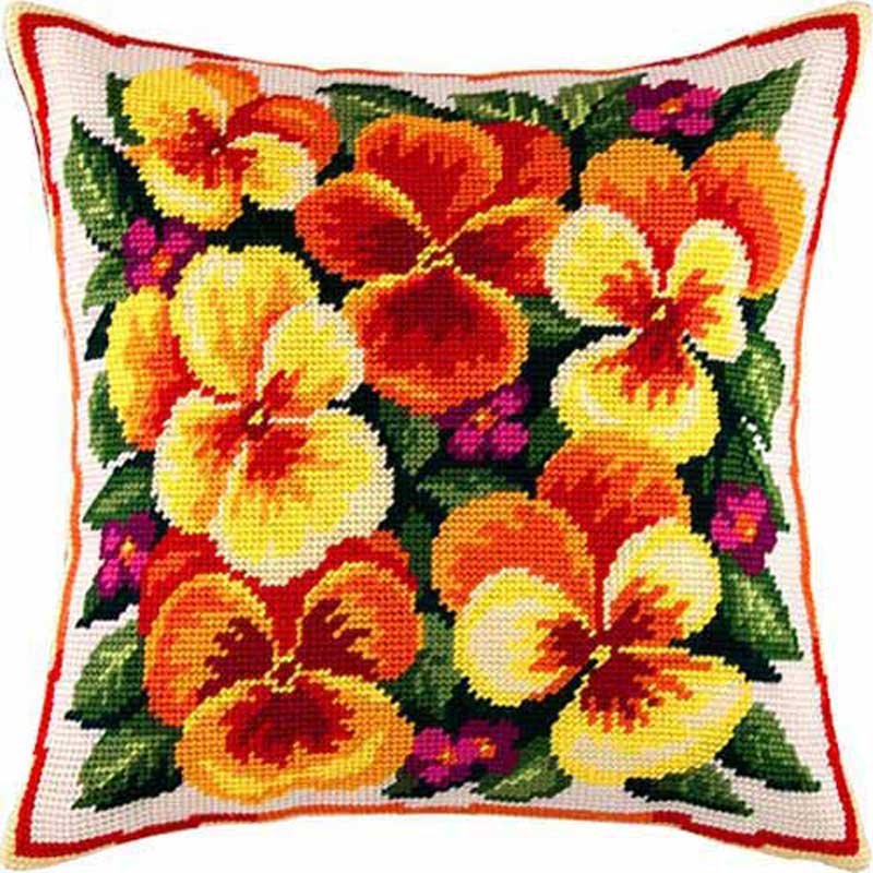 Pillow for embroidery half-cross Charіvnytsya V-04 Pansies