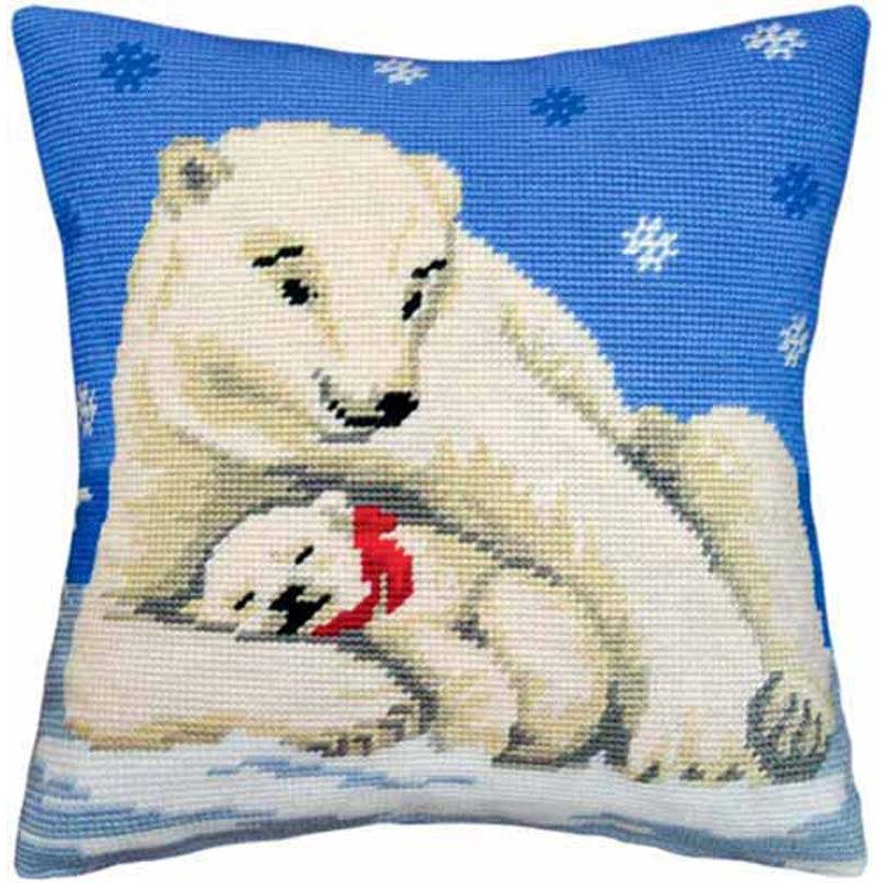 Подушка для вышивки полукрестом Чарівниця V-06 Белые медведи