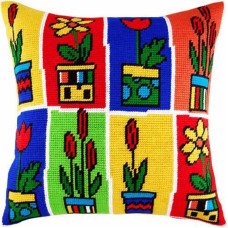 Pillow for embroidery half-cross Charіvnytsya V-110 Flowers in pots