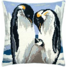 Подушка для вишивки напівхрестом Чарівниця V-14 Люблячі пінгвіни