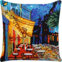 Подушка для вишивки напівхрестом Чарівниця V-143 Нічна тераса кафе В. ван Гог