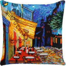 Подушка для вишивки напівхрестом Чарівниця V-143 Нічна тераса кафе В. ван Гог