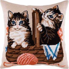 Pillow for embroidery half-cross Charіvnytsya V-15 Kittens in a basket