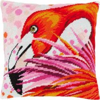 Подушка для вышивки полукрестом Чарівниця V-154 Фламинго
