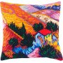 Pillow for embroidery half-cross Charіvnytsya V-158 Landscape with the house and worker V. van Gogh