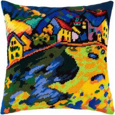 Pillow for embroidery half-cross Charіvnytsya V-184 Houses on the hill V. Kandinsky