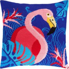 Подушка для вышивки полукрестом Чарівниця V-198 Фламинго
