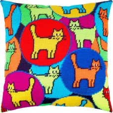 Подушка для вышивки полукрестом Чарівниця V-245 Калейдоскоп кошек