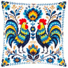 Pillow for embroidery half-cross Charіvnytsya V-303 Colorful Roosters