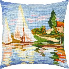 Pillow for embroidery half-cross Charіvnytsya V-318 Landscape Regatta at Argenteuil C. Monet