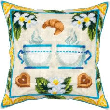 Подушка для вышивки полукрестом Чарівниця V-338 Чай с лимоном