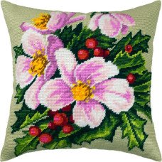 Подушка для вышивки полукрестом Чарівниця V-341 Рождественские цветы