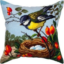 Pillow for embroidery half-cross Charіvnytsya V-342 Tit near the nest