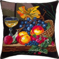 Подушка для вишивки напівхрестом Чарівниця V-348 Натюрморт з фруктами