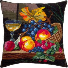 Подушка для вишивки напівхрестом Чарівниця V-348 Натюрморт з фруктами