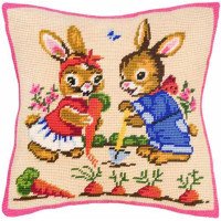 Pillow for embroidery half-cross Charіvnytsya V-37 Bunny in the garden