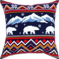 Подушка для вишивки напівхрестом Чарівниця V-445 Зимові ведмеді