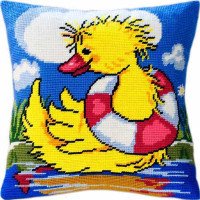 Pillow for embroidery half-cross Charіvnytsya V-47 Duckling on the lake