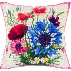 Pillow for embroidery half-cross Charіvnytsya V-48 Poppies with cornflowers