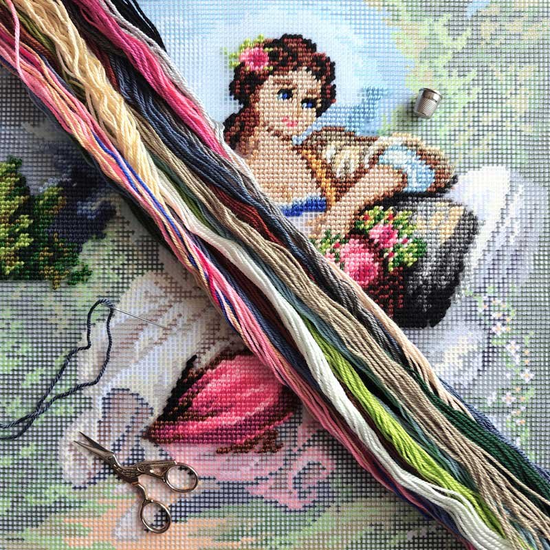 Pillow for embroidery half-cross Charіvnytsya V-504 The Little Gardener