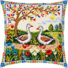 Pillow for embroidery half-cross Charіvnytsya V-551 Geese Among the Flowers