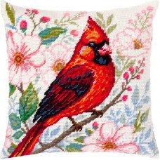 Pillow for embroidery half-cross Charіvnytsya V-557 Cardinal Among Flowers