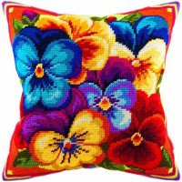 Pillow for embroidery half-cross Charіvnytsya V-62 Rainbow violets