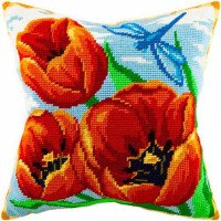 Pillow for embroidery half-cross Charіvnytsya V-63 Red tulips