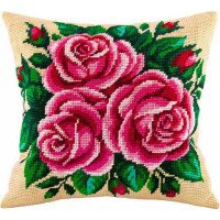 Pillow for embroidery half-cross Charіvnytsya V-82 Pink roses