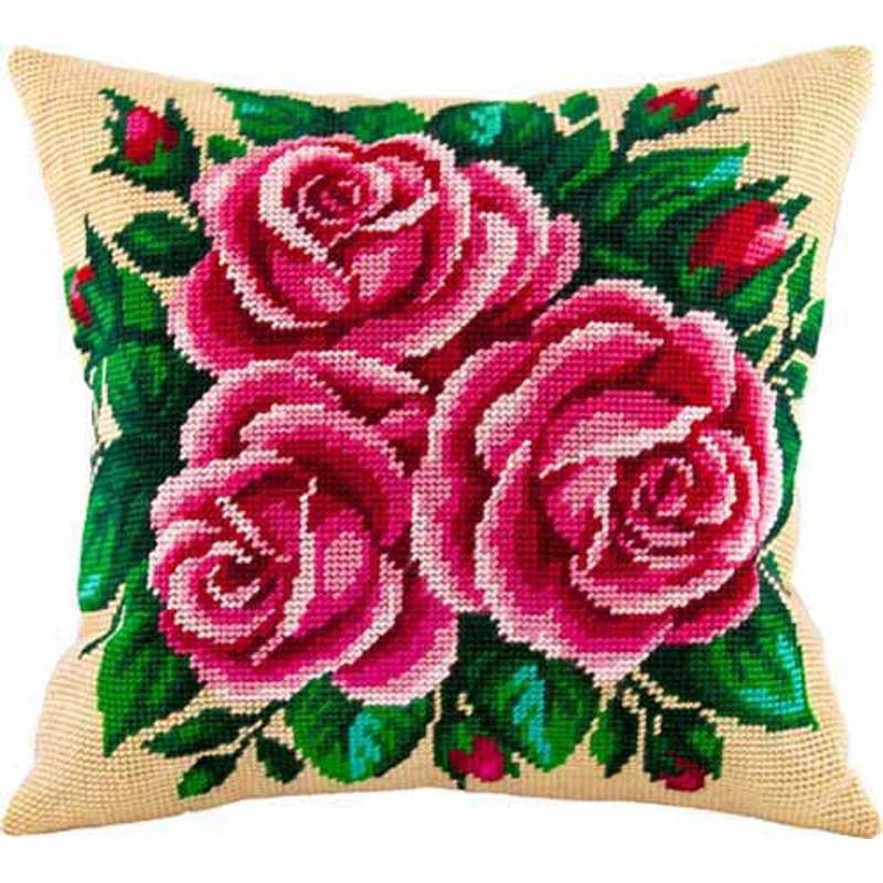 Подушка для вишивки напівхрестом Чарівниця V-82 Рожеві троянди