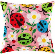 Pillow for embroidery half-cross Charіvnytsya V-93 Ladybirds on the flowers