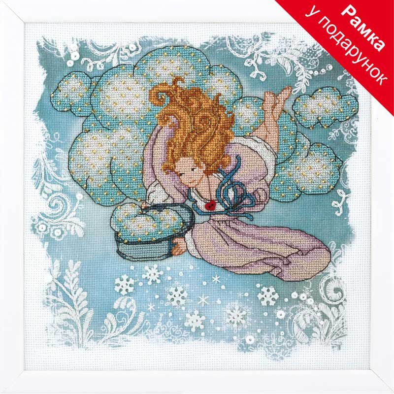 Cross stitch kit Momentos Magicos M-343 and motifs by Ksenia Fedorova Series Naughty angel And the snow is falling