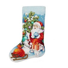 Набір для вишивання хрестиком Чарівна Мить М-491 Новорічна шкарпетка