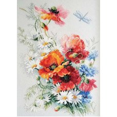 Cross Stitch Kits Classic Design 8338 Daisies with poppies