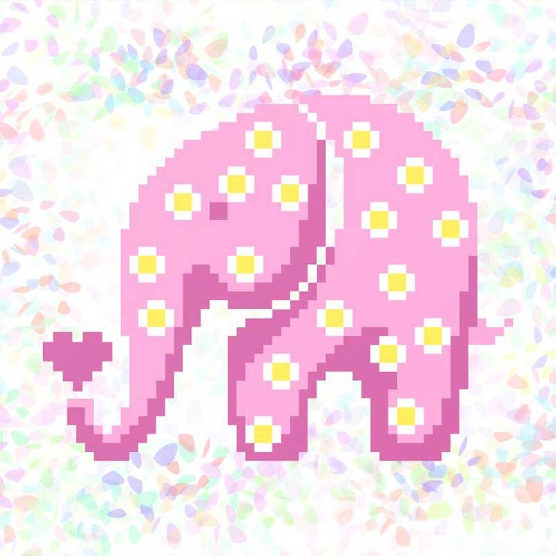 Flizelin water-soluble sew Confetti K-119 Pink Elephant