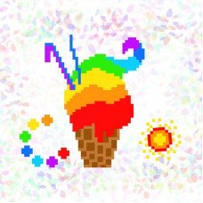 Flizelin water-soluble sew Confetti K-134 Rainbow ice cream