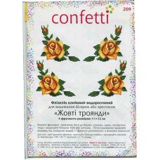 Водорастворимый пришивной флизелин для вышивки Confetti К-209 Желтые розы