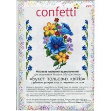 Водорозчинний пришивний флізелін для вишивання Confetti К-223 Букет польових квітів